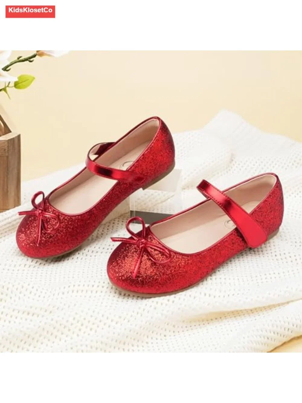 Girls Mary Jane Flats Dress Shoes Hook-and-Loop Closure Cushioned Comfort